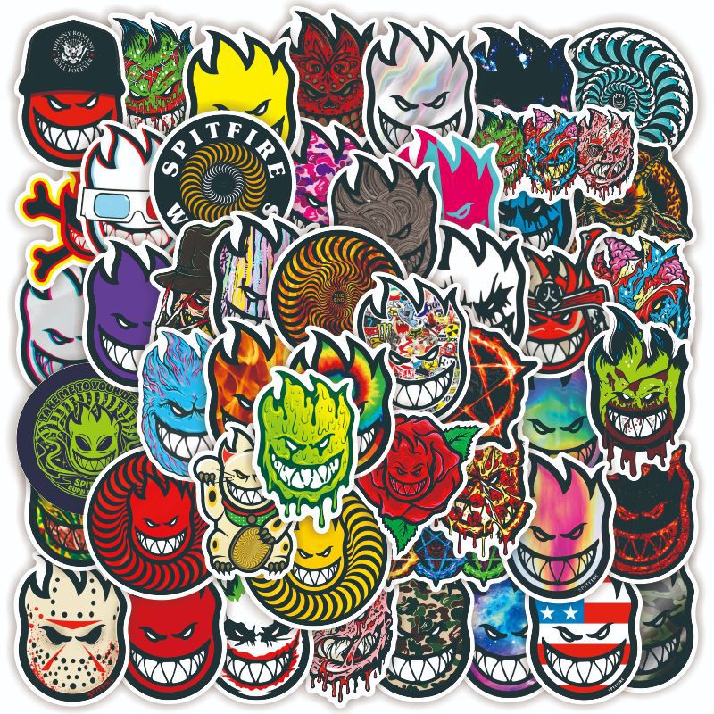 50张卡通潮牌小火人头像贴纸防水行李箱滑板水杯sticker跨境批发