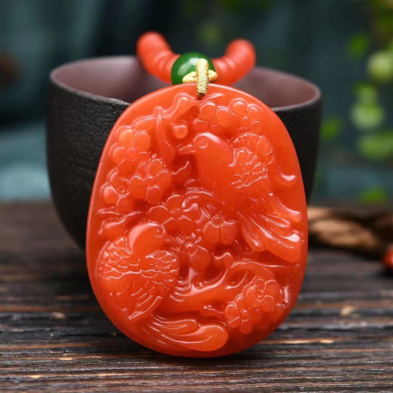 天然保山南红喜上眉梢吊坠南红玛瑙吊坠毛衣链挂件项链红美-阿里巴巴