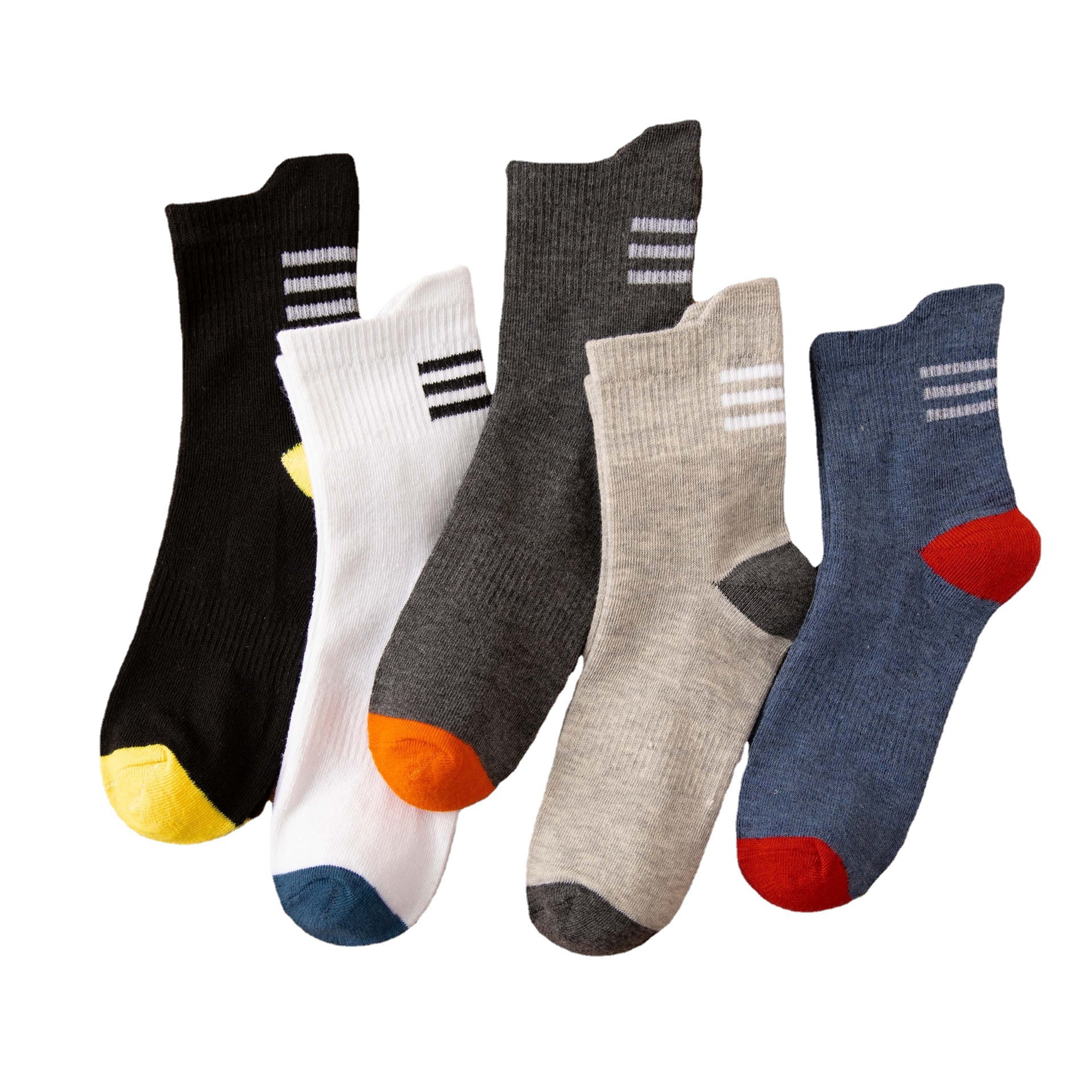 Pure Color Trendy Men's Long Socks Stall Supply Wholesale Sports Socks Men Autumn Mid-Calf Length Men's Socks