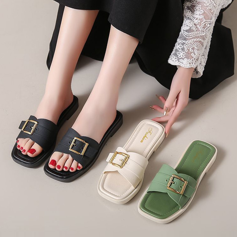 2024 New Slippers Women's Summer Wear Fashionable All-Match Flip-Flops Korean Beach Seaside Leisure Internet-Famous Slippers