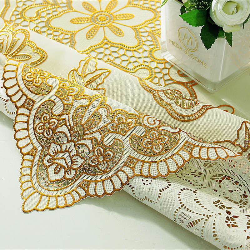 简欧式烫金桌布pvc防烫免洗茶几垫餐桌布台布长方形银色桌垫餐垫