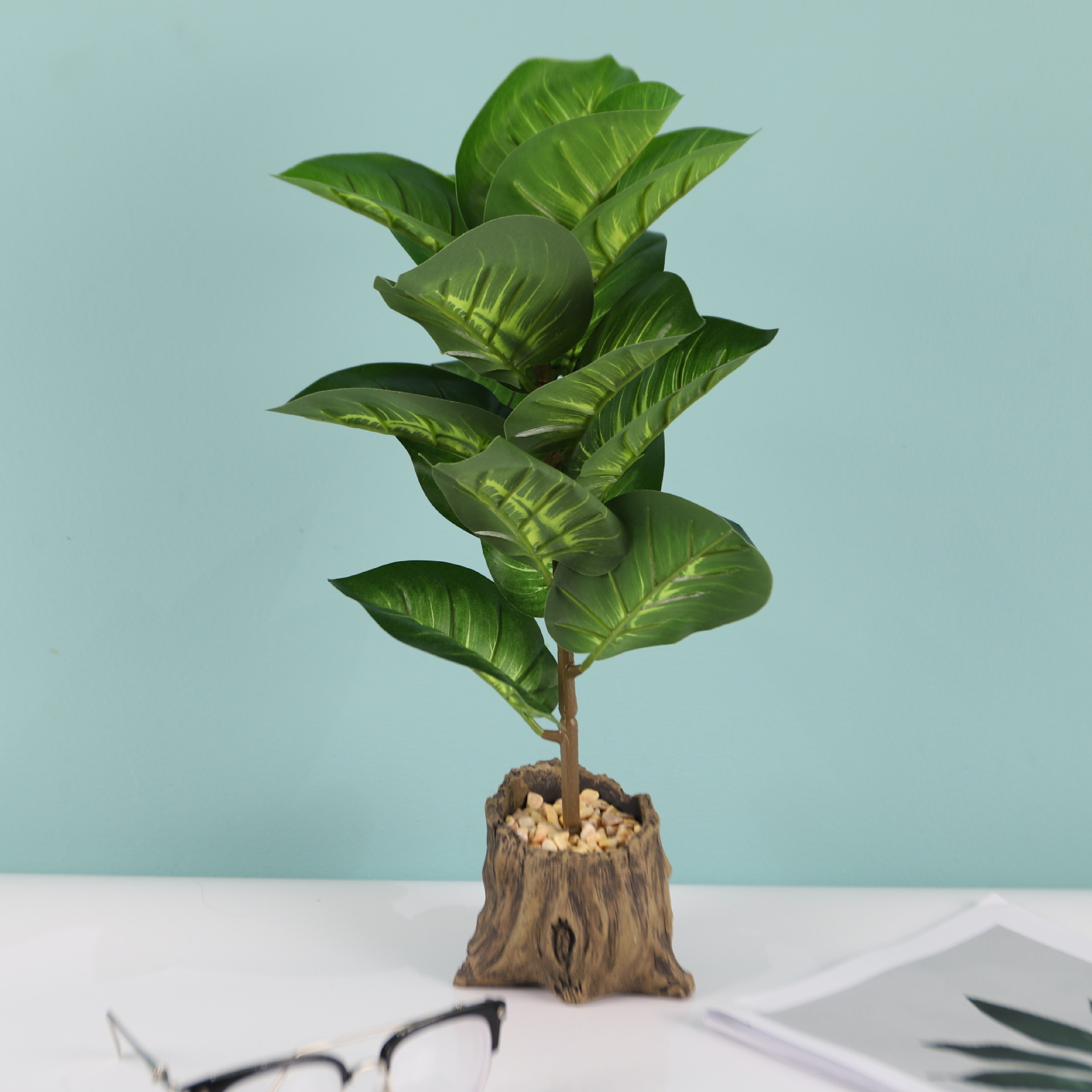 2020北欧简约单枝把叶家居摆设办公室护眼绿化植物叶子盆栽