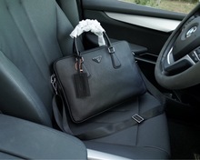 P拉达欧美时尚商务男士手拎公文包横款黑色单肩斜挎手提电脑包
