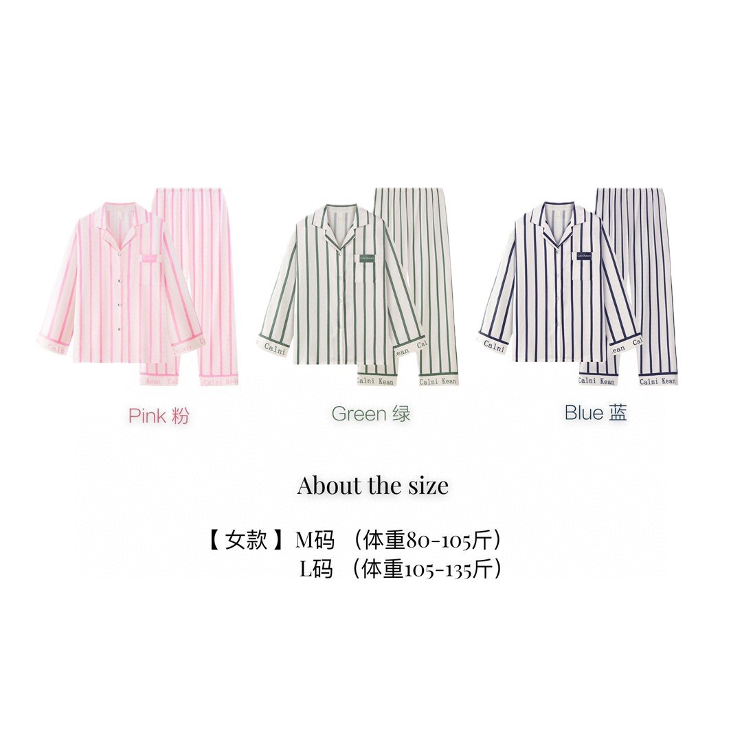 2023 New Striped Couple Home Wear Senior Satin Lady Comfortable Skin-Friendly Letters Daily Wear Suit Pajamas Autumn