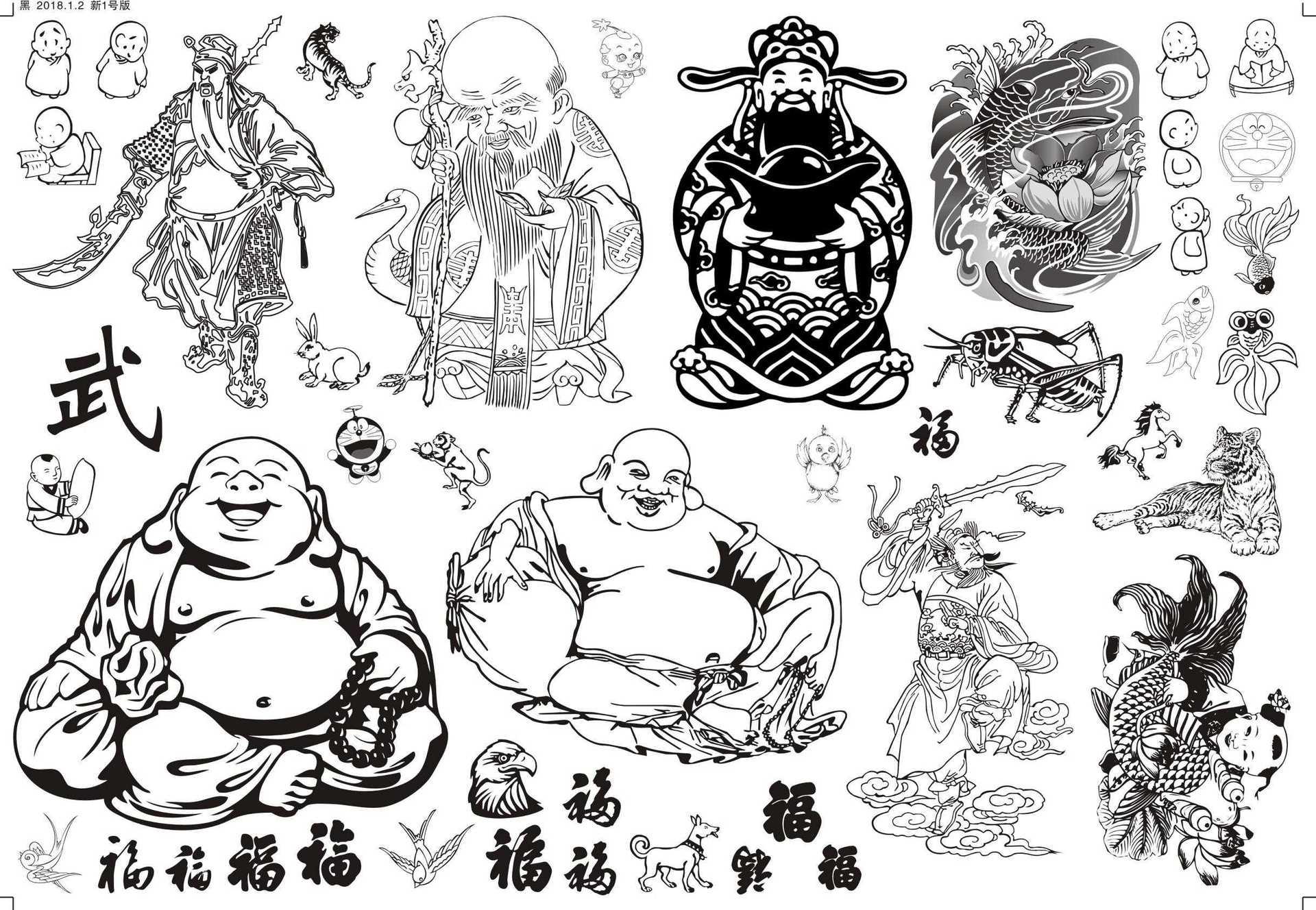 葫芦烙画底稿贴纸底稿烫画图案葫芦上的贴纸图案葫芦雕刻图案贴纸