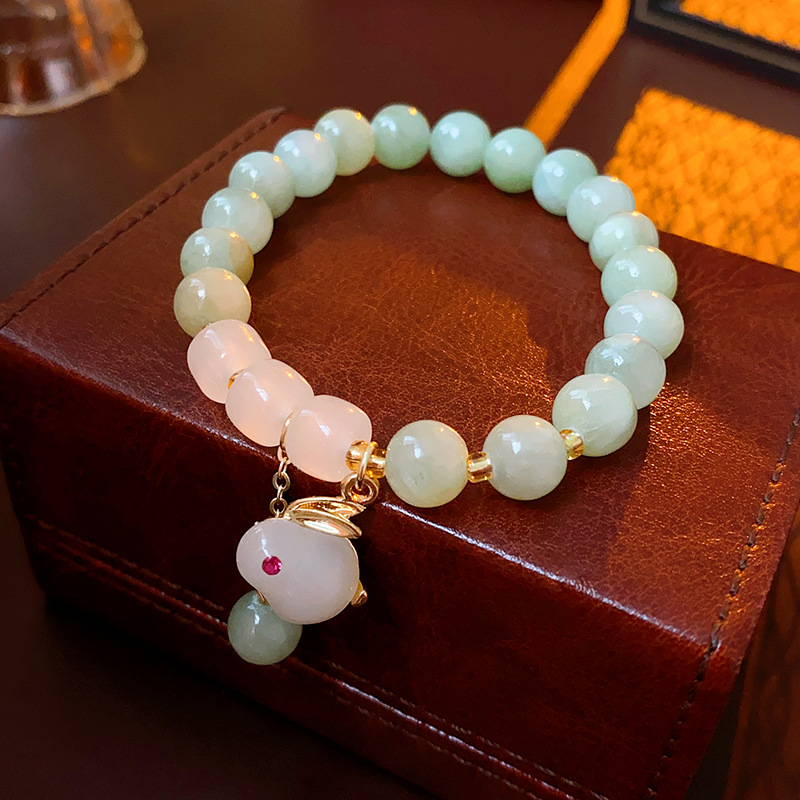 Baroque Pearl Strawberry Quartz Agate Rabbit Gourd Elastic Bracelet Minority All-Match Bracelet Light Luxury Bracelet for Women