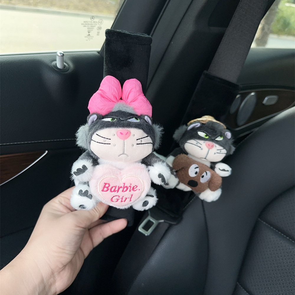 猫咪护肩中控屏幕装饰摆件汽车后视镜车载玩偶公仔车内饰品可爱