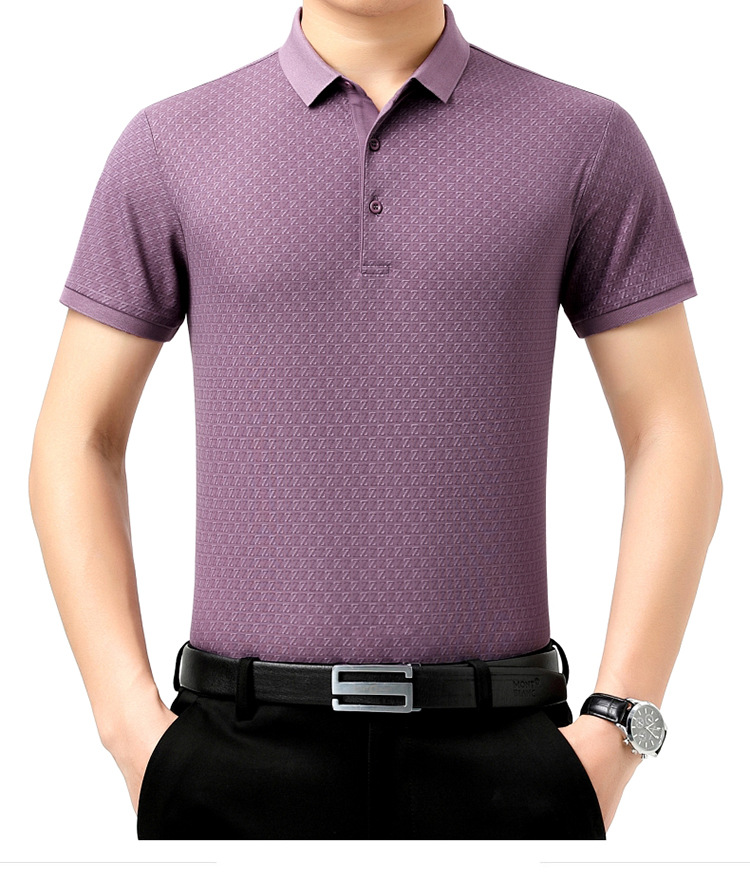 花公子真丝t恤男短袖2022年夏季新款中年男士商务休闲桑蚕丝上衣