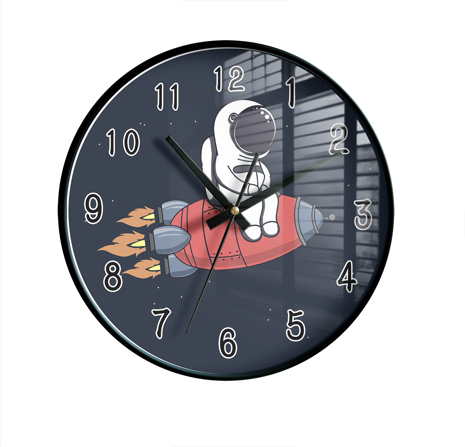 卡通太空宇航员挂钟30cm超静音时尚潮流家居装饰支持定制批发