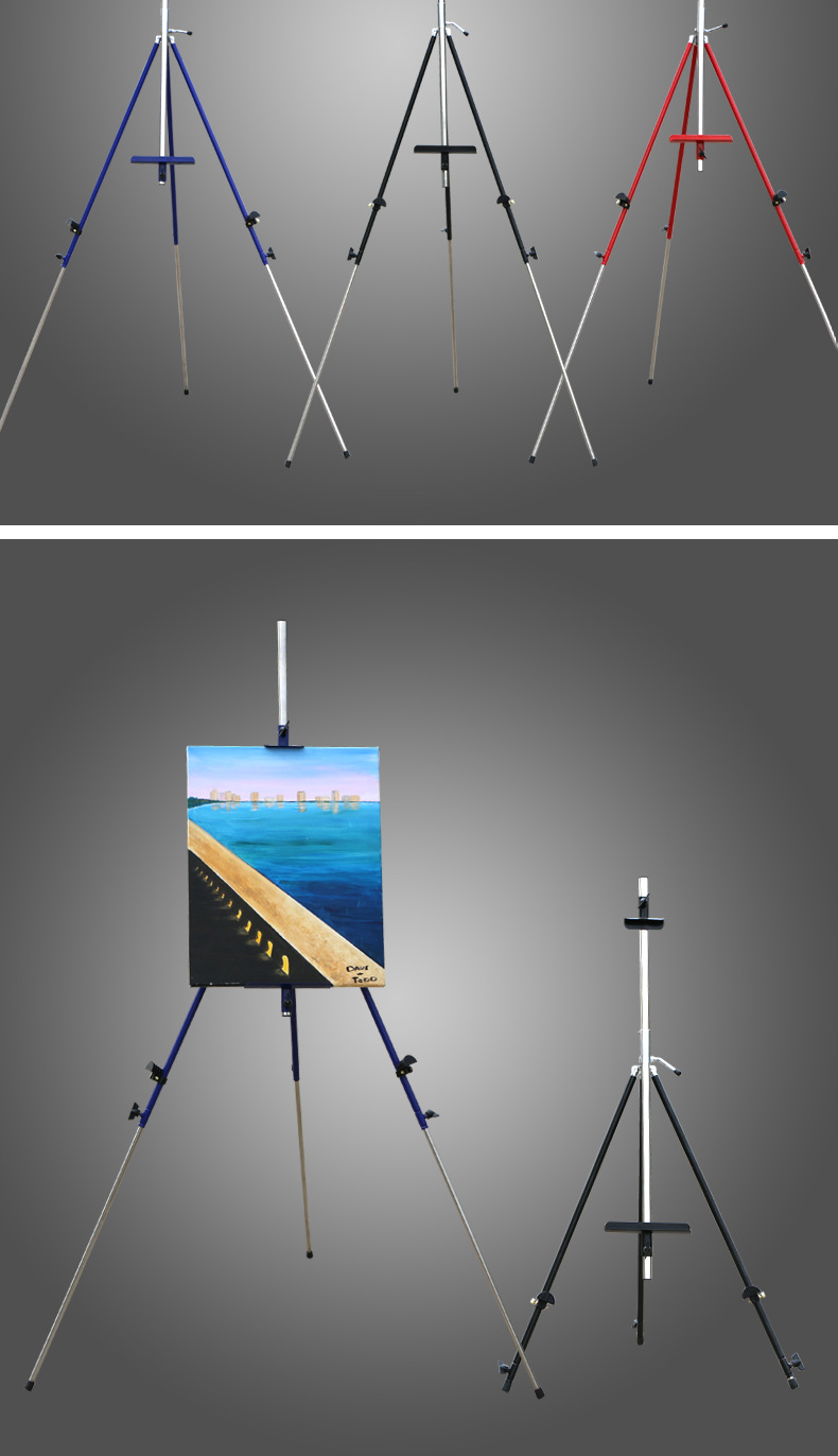 金属画架铁质美术绘画可折叠可升高三角支架落地画架楼盘广告展示