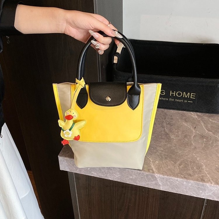 姣子龙香春夏法式新款尼龙拼单肩托特包拼色手提包迷你斜挎小包