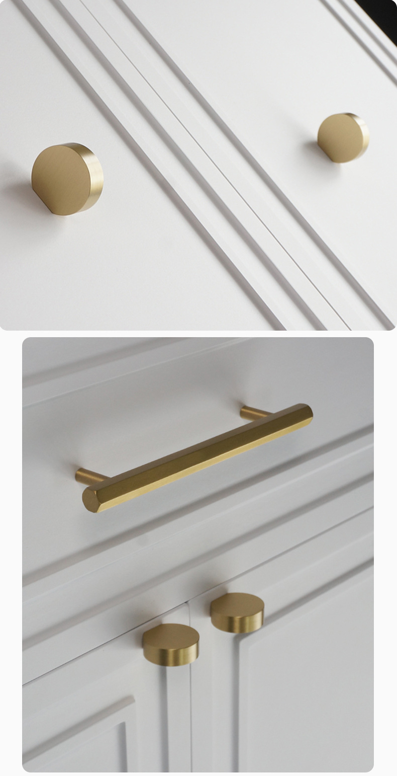 定制黄铜橱柜小拉手实心单孔金色纯铜家具衣柜门拉手抽屉把手批发