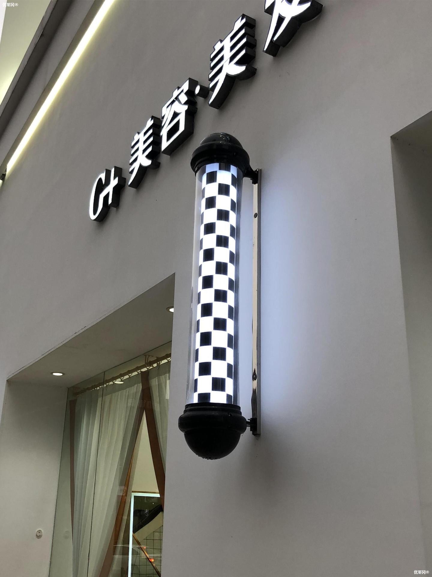 美发转灯理发店led圆形广告转灯壁挂复古发廊灯箱户外挂墙防水