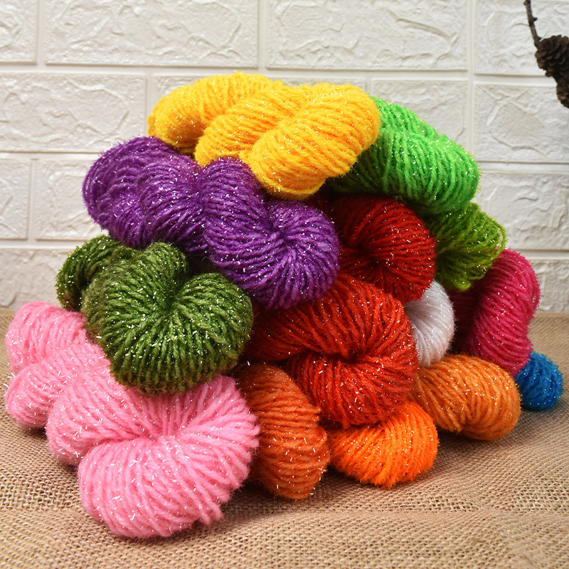 金丝线毛线加丝线10把价格钩鞋玩偶花束工艺品编织水晶亮丝线批发