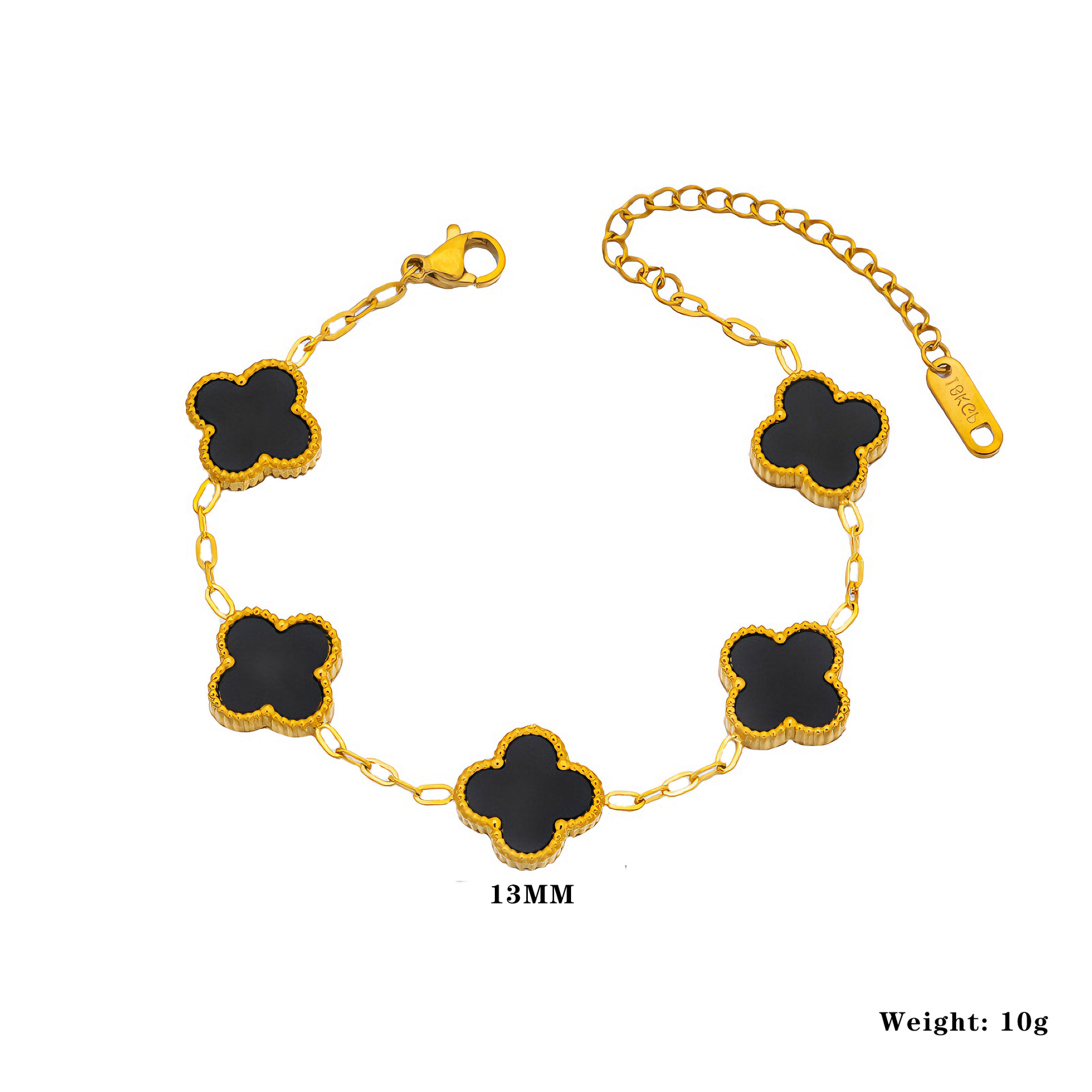 13mm高版本四叶草手链双面贝镀18k真金跨境网红热卖手链饰品批发