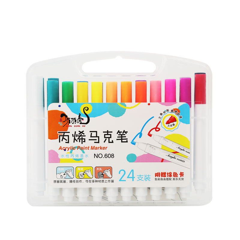 Top Tiger Acrylic Marker Pen 12/24/36/48 Color Pen Mark Art Painting Creative DIY Graffiti Painting Brush