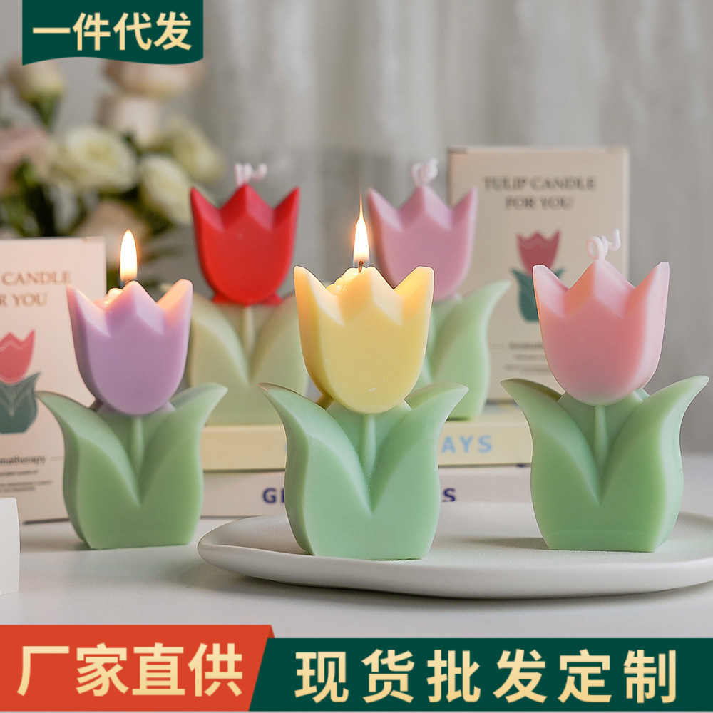 Tulip Aromatherapy Candle Wholesale DIY Aroma Hand Gift Handmade Fragrance Candle Flower Shape Wax
