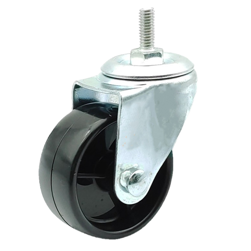 5寸2寸黑色塑胶轮子 丝杆10里万向轮 婴儿车/小货架脚轮