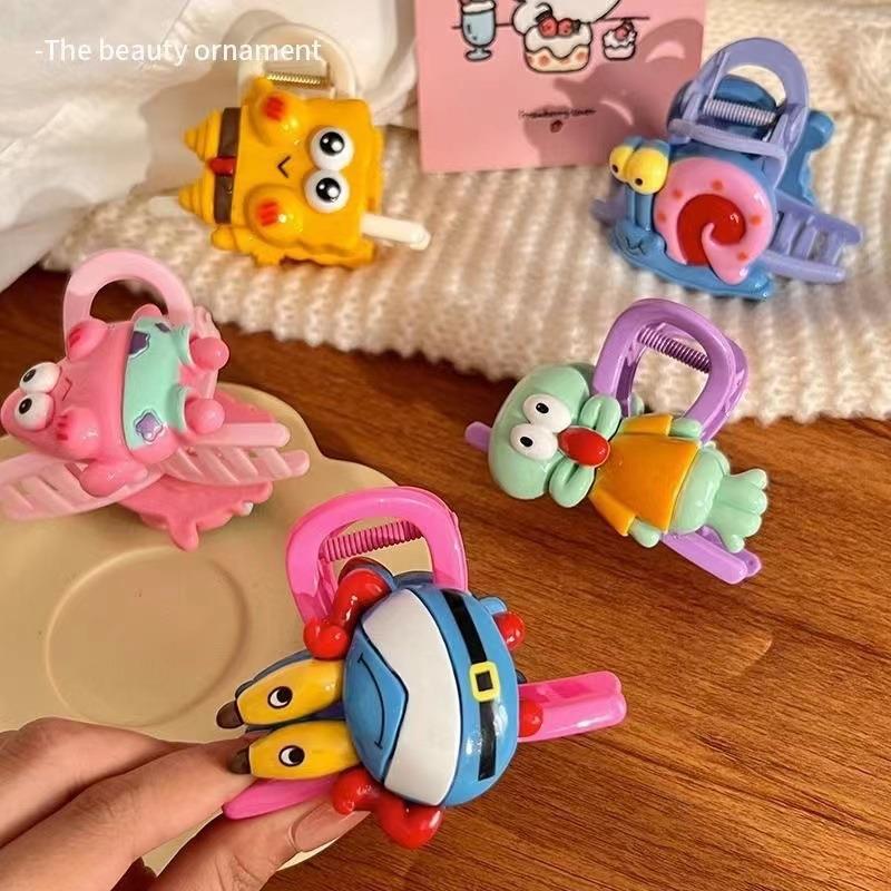 Hair Accessories Hairpin Ornament Cartoon Sponge Baby Pie Star Hairpin Short Hair Grip Student 2023 New Back Brain