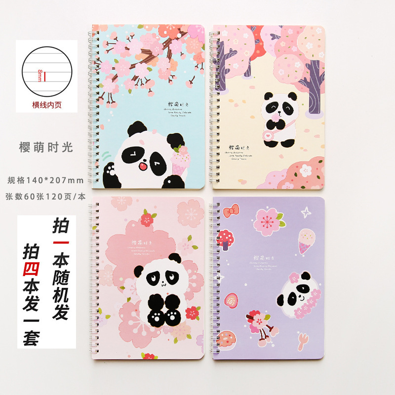 Korean Style Ins Cute Sweet A5 Coil Notebook Student Fresh Notepad Journal Book Cartoon Loose-Leaf Notebook