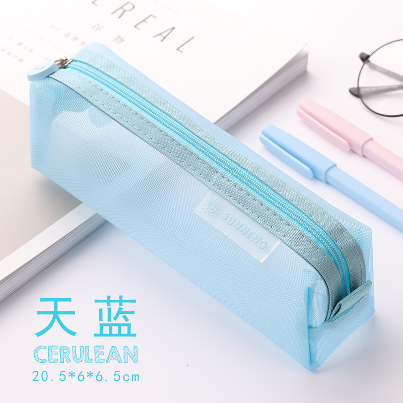 Transparent Mesh Pencil Bag South Korea Simple and Fresh Cute Ins Japanese Pencil Case Only for Student Exams Stationery Case