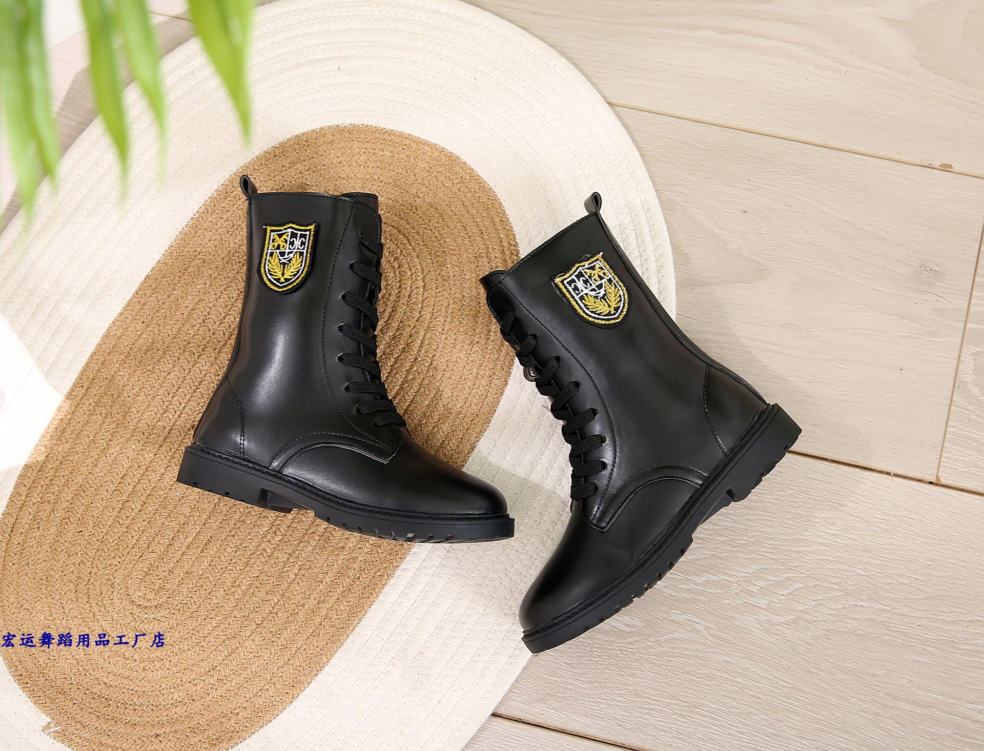 儿童鞋马丁靴男童靴儿童单靴子新款黑色学生军训表演短靴阅