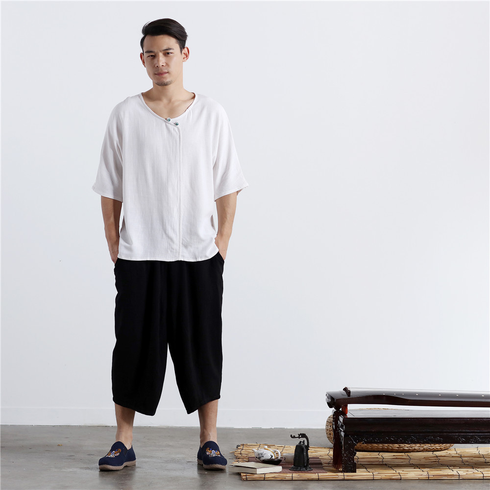 麻凡布衣 夏款棉麻男装 短袖t恤 中国风男装 改良棉麻 苎麻男短袖