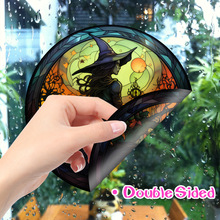 SMJD013 跨境万圣节蝙蝠城堡南瓜女巫静电玻璃贴PVC彩色窗户贴膜