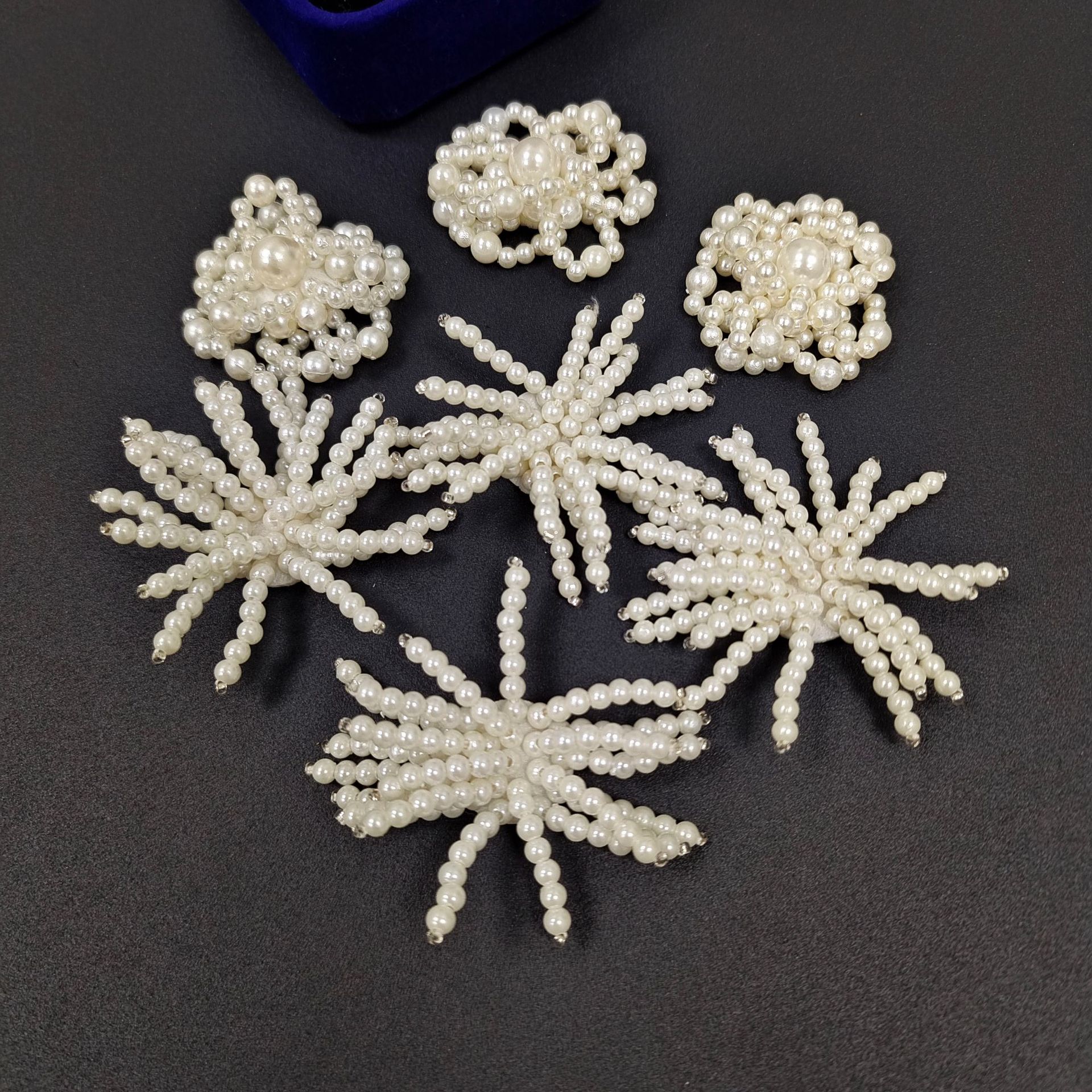 手工钉珠婚纱礼服装饰白色珍珠流苏串珠花朵布贴服装辅料diy饰品