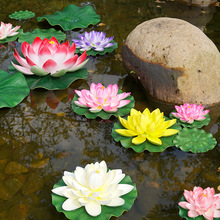 荷花仿真花真花荷叶水池装饰造景花花鱼缸漂浮供佛塑料道具水中