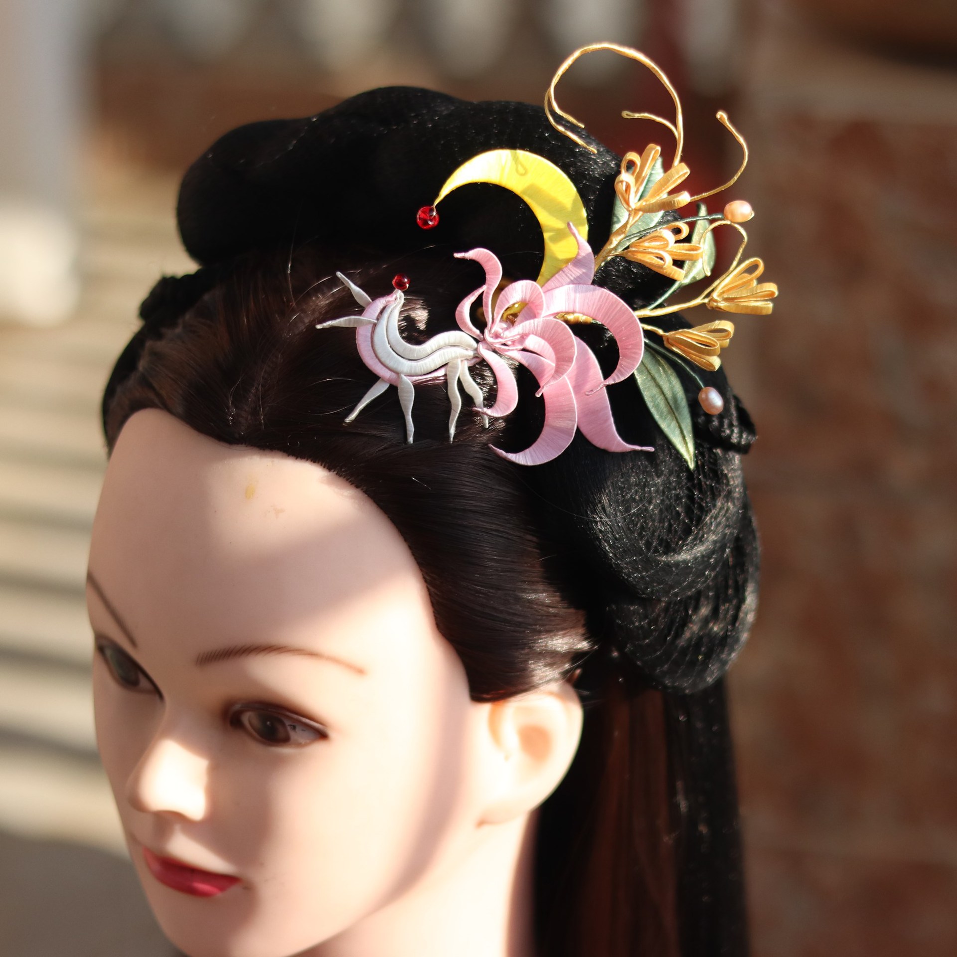 缠花青丘九尾狐发簪桂花秋月簪子汉服头饰古风配饰复古发饰成品