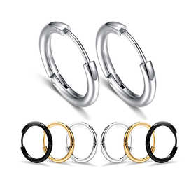 跨境高品质钛钢耳饰线圈不褪色日韩简约气质圆形不锈钢耳饰线圈饰
