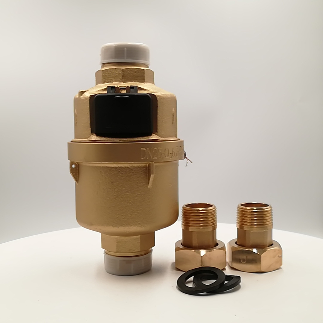 粤镁特dn25容积式水表 铜壳表壳抗干扰冷水表 民用活塞式水表