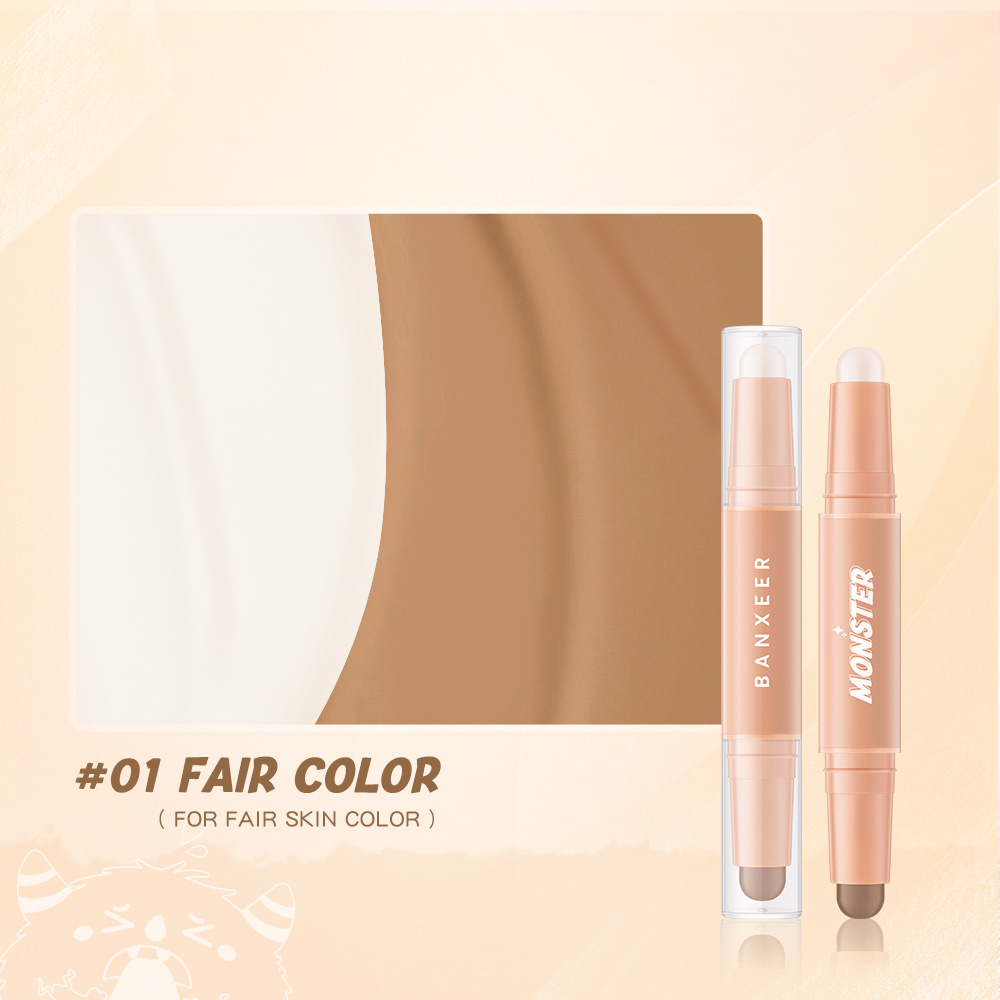 Banxeer Three-Dimensional Double-Headed Repair Highlighter Facial Dual-Use Shadow Stick Concealer Shaping Light Shadow Repair Bm18