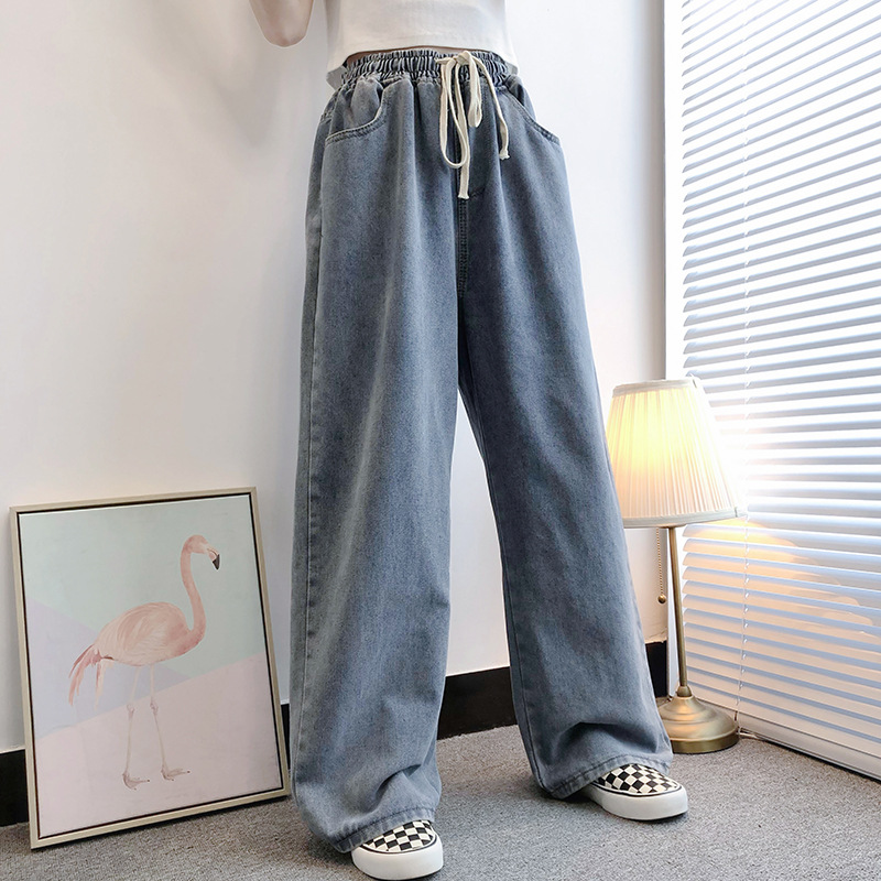 Extra Large Size 150.00kg Jeans for Women 2023 New Spring Straight Loose High Waist Mop Wide Leg Pants 120.00kg