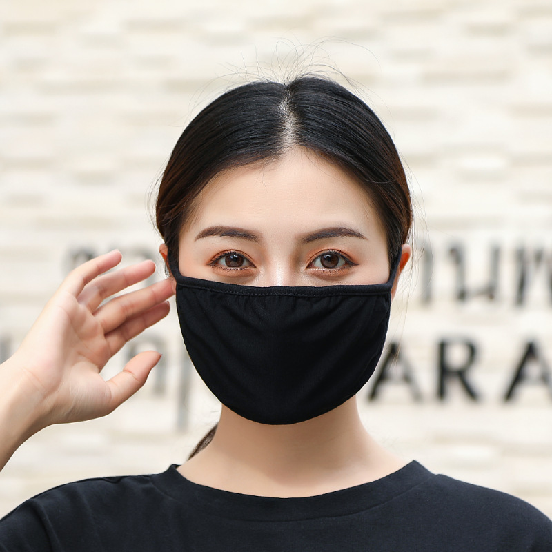 现货黑色莫代尔双层棉质防尘口罩春夏韩版可水洗防护薄款透气冰凉
