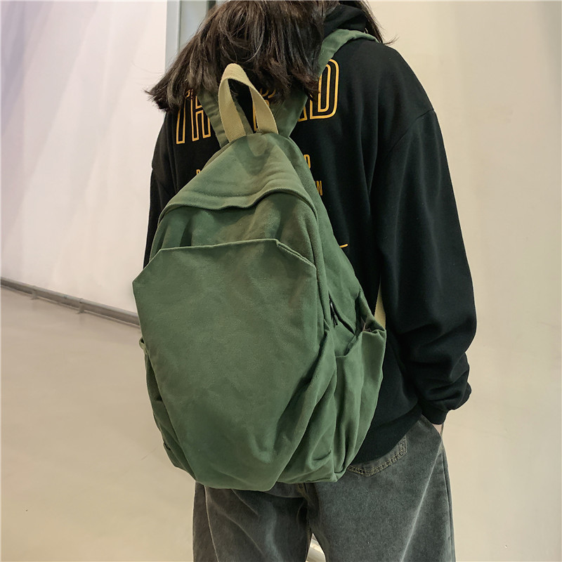 Backpack Women's 2023 New Washed Canvas Artistic Korean Style College Style Student Schoolbag Casual Cool Backpack Fashion