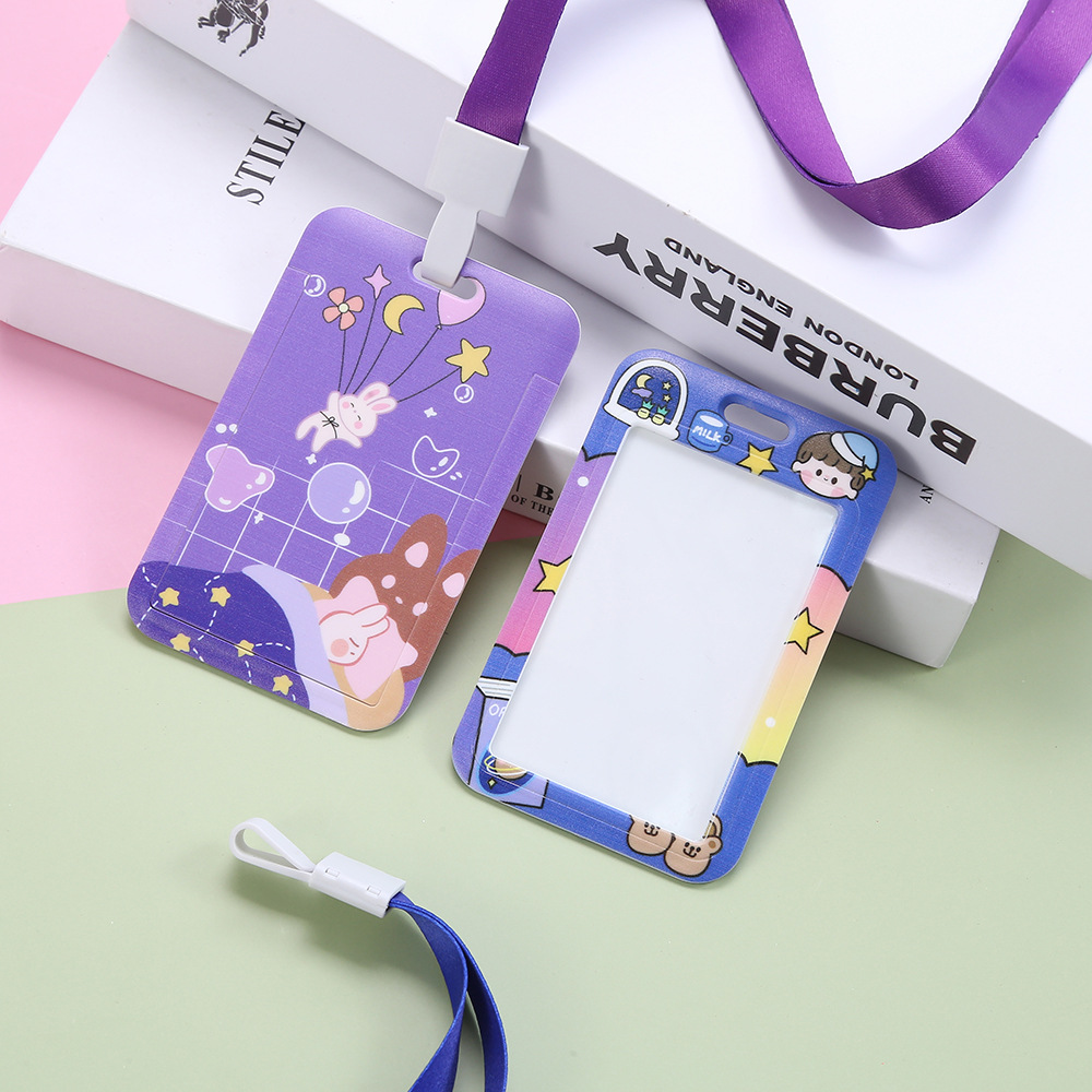 跨境可爱卡通卡套学生证保护套校园门禁卡卡套带吊绳工牌卡套挂牌