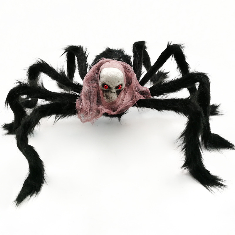 Halloween Big Spider Halloween Decorations Horror Props Simulation Skull Big Spider Plush Spider Toy