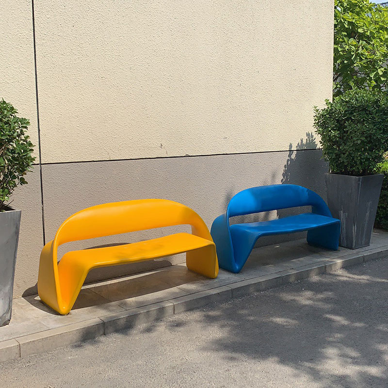 玻璃钢工厂定制艺术造型异形座椅商场公园定制美陈时尚休闲长椅子