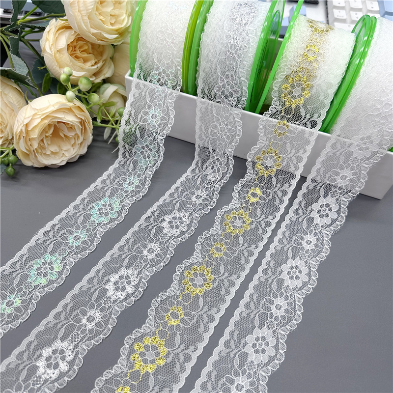 4cm gold thread lace silver string lace colored mesh bright yarn lace children‘s clothing accessories mosquito net ornament lace