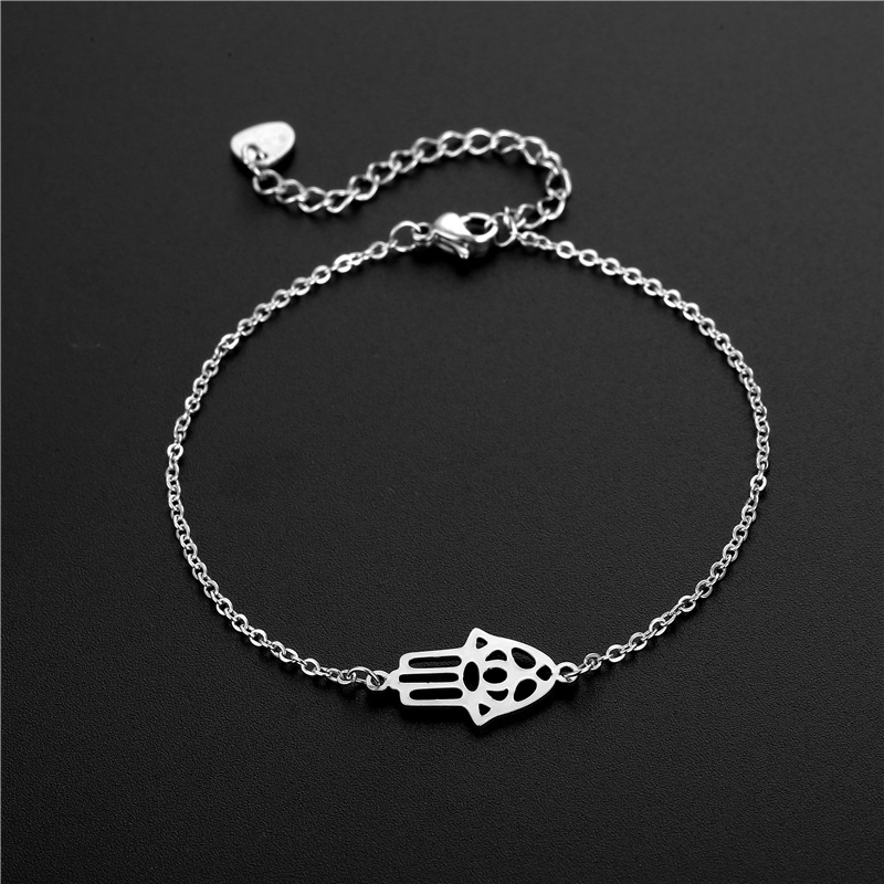 Foreign Trade Hot Selling Stainless Steel Creative Palm Bracelet Amazon Personality Lady Fatima Eye Buddha Hand Bracelet