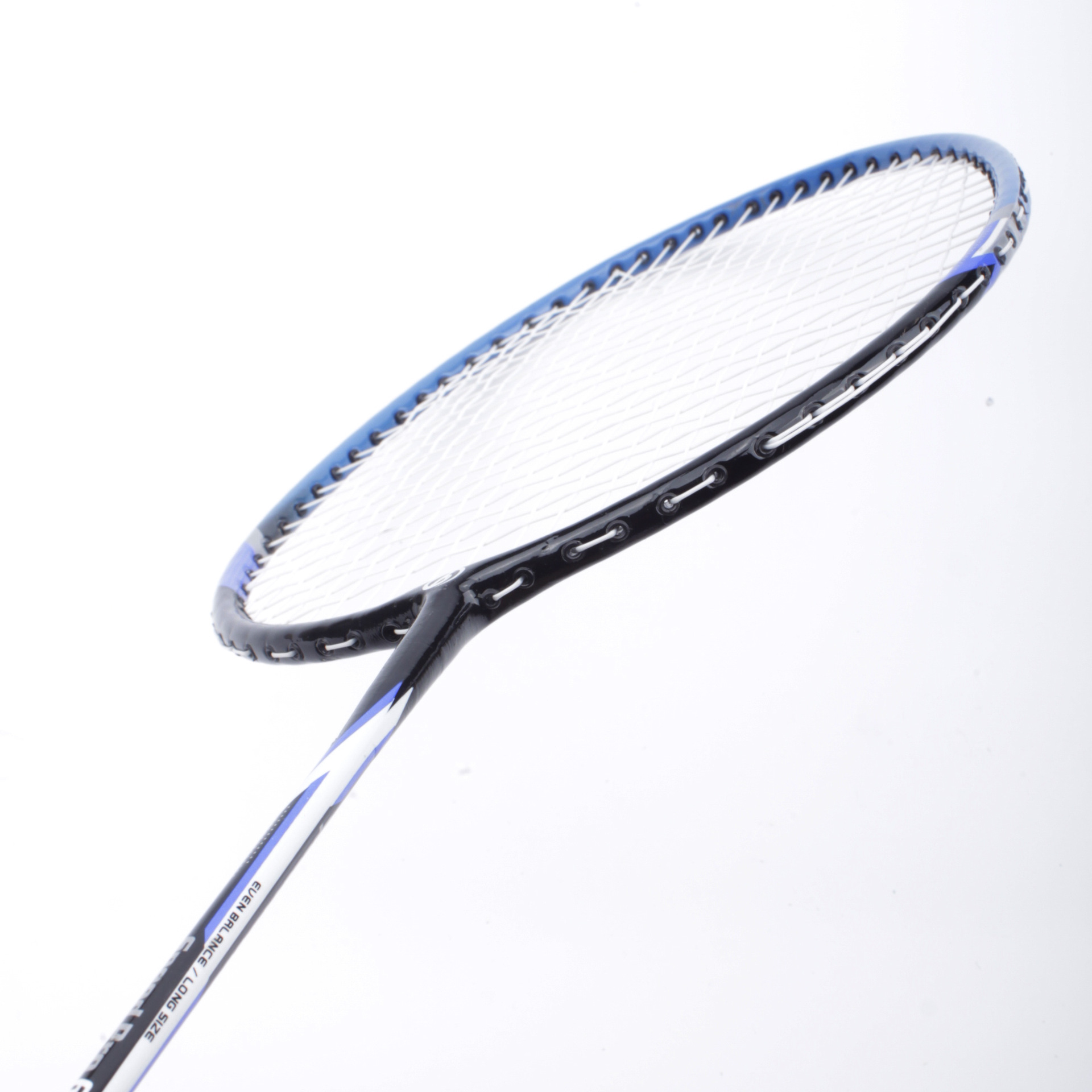 工厂直销蓝黑撞色高级舒适品质好亮面耐打铁一体业余练习羽毛球拍