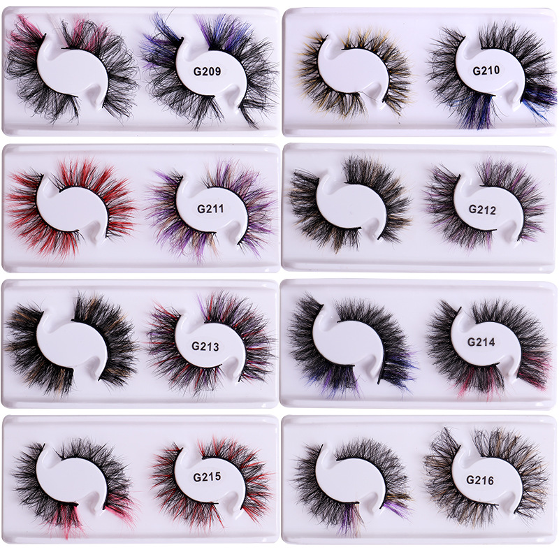  Popular European and American imitation mink hair, colored fake eyelashes, fried eyelashes, simulated dense eyelashes, 