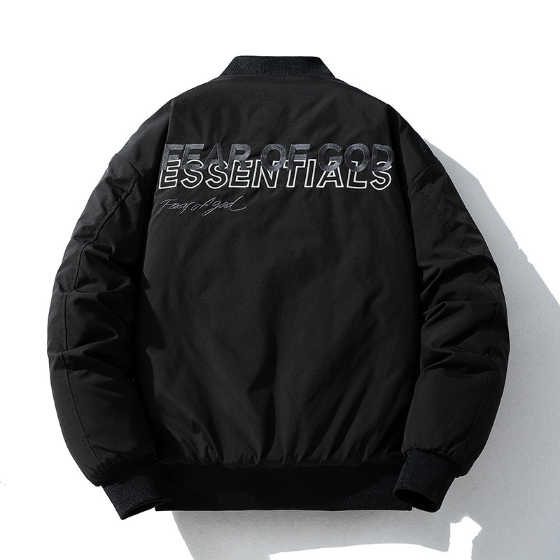 刺绣棒球服男春秋冬季棉衣加厚潮流essentials fog飞行夹克外套女