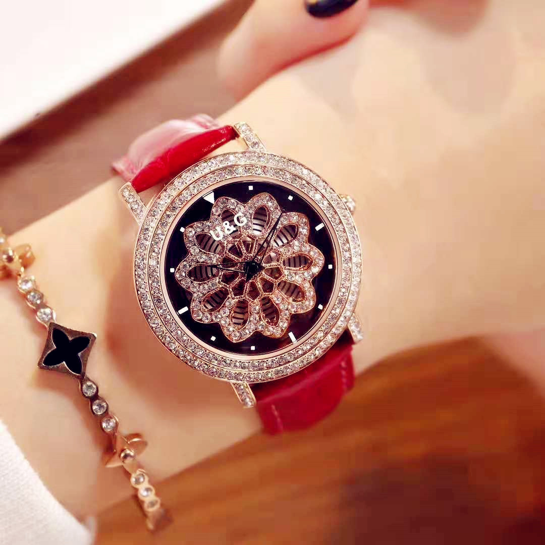 时尚2018新款女士手表时来运转镶钻石英防水带时装潮腕表-阿里巴巴
