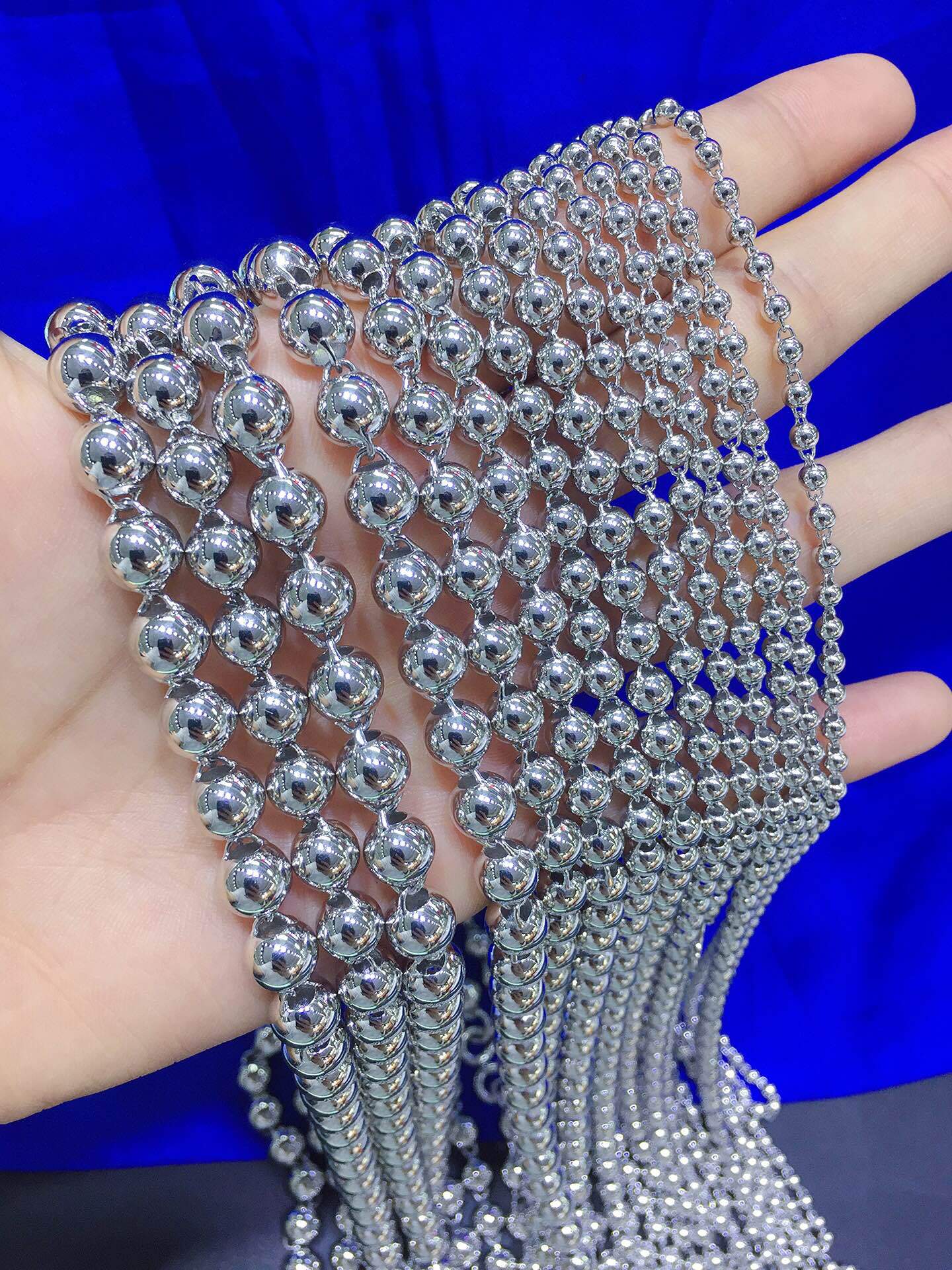 正品pt950铂金项链男款 光珠项链佛珠链白金链子纯金男士素链粗链