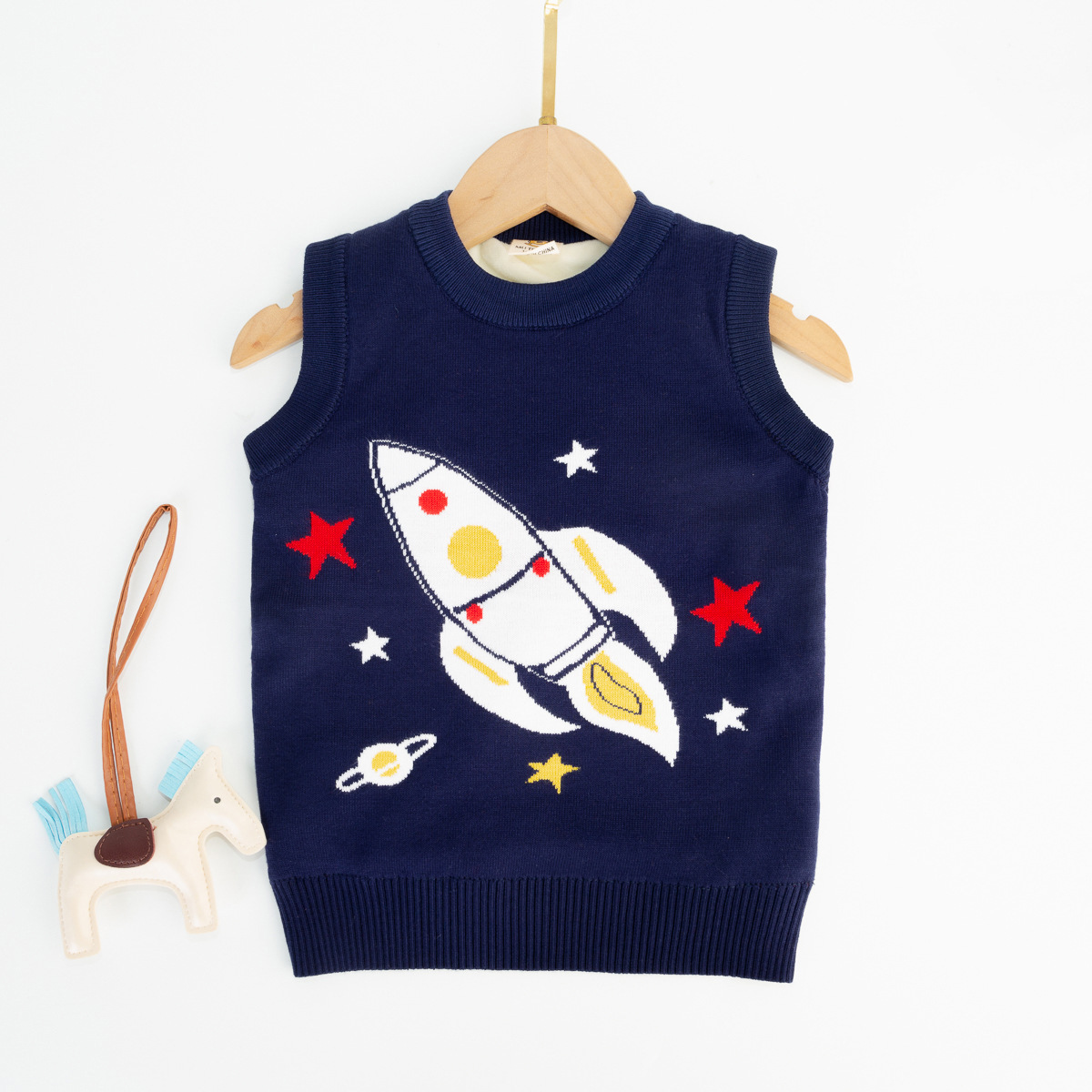 儿童毛衣背心卡通拼色宝宝儿童针织马甲棉线秋冬可爱童装一件代发