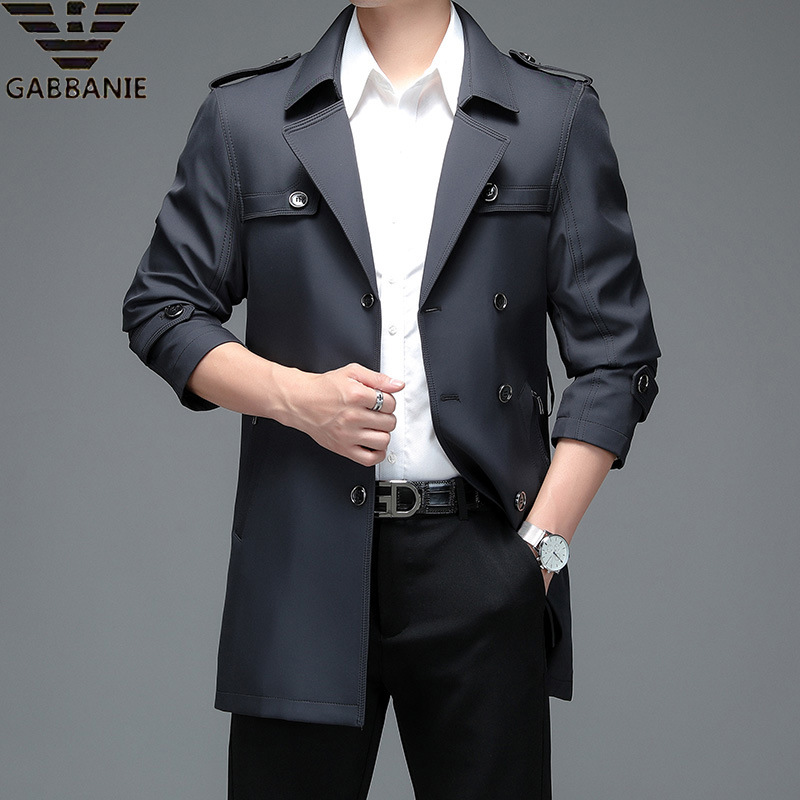 奇阿玛尼亚风衣男中长款中年商务休闲爸爸装春秋外套春装翻领外衣