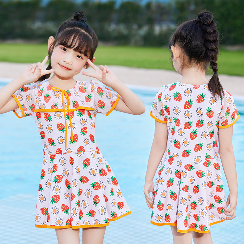 Children's Strawberry Swimsuit Sweet Cute Split Swimsuit Wholesale Summer Wading Swimming Training Sports Girl's Swimsuit